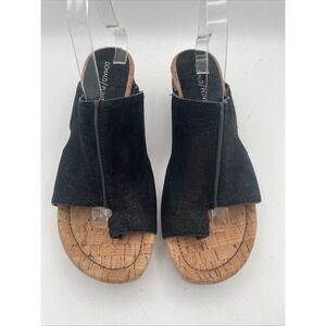 Donald Pliner Gerie Women's  Size 10M‎ Black Leather Cork Wedge Thong Sandals